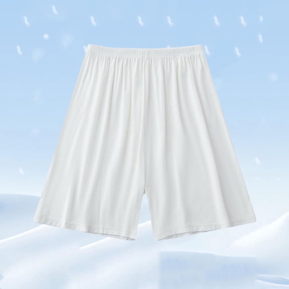 Oiangi Unisex Pajama Shorts Stretchy Soft Sleepwear Shorts Elastic Waist Summer Loose Lounge Shorts White 13-14 Years