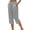 Gray, variant on Womens Capri Pants Casual Summer Stretch Linen Button Elastic Waist Straight Pants