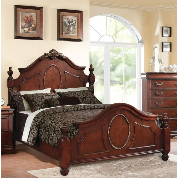 Dark Cherry Eastern King Poster Bed