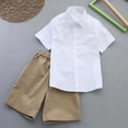 thumbnail image 5 of BRGZLK Boys Back to School Outfits 2026 Summer Short Sleeve Button Up Shirts and Shorts Sets Kids Formal Wear School Uniform Khaki 7-8 Years, 5 of 8