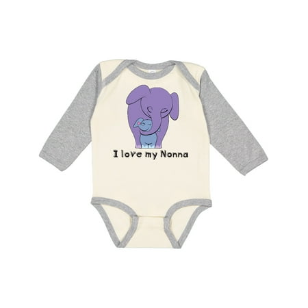 

Inktastic I Love My Nonna Elephant Purple Blue Gift Baby Boy Long Sleeve Bodysuit