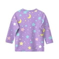 thumbnail image 3 of LTTVQM Girls 3/4 Sleeve Shirts Fall Casual Stars and Moon Print Tee Round Neck Comfortable Blouse Tween Girls Trendy Clothes Purple 12-13 Years, 3 of 4