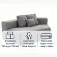 thumbnail image 6 of Spaco Gray Blue 132" Oversized Teddy Sectional Sofa, Ultra-Soft Fabric, 6 Cushions, Easy-Clean, Modern Family Gathering Couch, 6 of 7