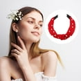thumbnail image 6 of Unique Bargains 1 Pcs Hairband for Women Satin Knotted Pearl Headband Red 1.1 Inch Wide, 6 of 7