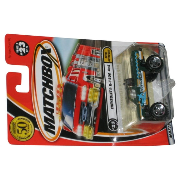 Matchbox Chevrolet K-1500 4x4 Great Outdoors (2001) Green Toy Truck 23/75