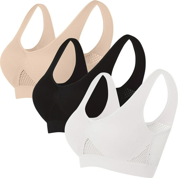 LOVZFMLL 3 Pack Sports Bras for Women Padded Push Up Longline Workout Yoga Bra Breathable Activewear Bra for Running Gym Black XL
