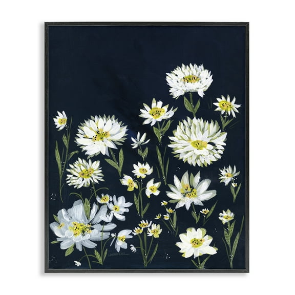 Stupell Industries Deep Meadow on Black Plants & Flowers Painting Black Framed Art Print Wall Art, 11 x 14