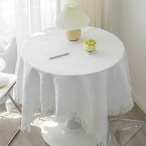 Hometravel Cotton Tablecloth with Tassel, Decorative Rectangular Coffee Table Cover, 90x90cm Farmhouse Kitchen Diner Cloth for Indoor Use