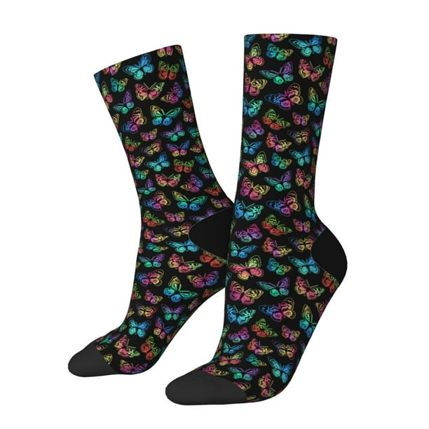 Balery Multicolored Butterflies Calcetas Largas con Estampado para Hombre y Mujer – Suaves y Transpirables, Talla Única (US 5-11)