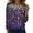 Purple #033, variant on Mardi Gras Shirts Womens Sequins Crew Neck Holiday Tunic Tops Long 3/4 Sleeve Glitter Green Graphic Tee Purple M