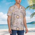 thumbnail image 3 of Honeii Safari Animals Print Men’s Hawaiian Shirt,Classic Button-Down Short Sleeve Shirt, for Beach, Vacation, and Outdoor Activities,Large, 3 of 7