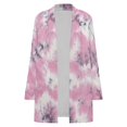 thumbnail image 4 of Women's Plus Size Pink Tie Dye Cardigan, Long Sleeve Open Front Tunic with Pockets, 4 of 8