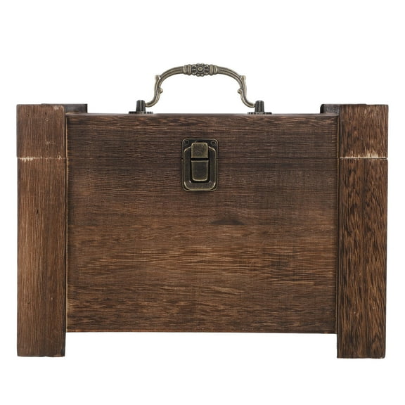 Vintage Wood and Iron Tea Storage Box for Home Use Coffee Color 7x4.5x5 Inches