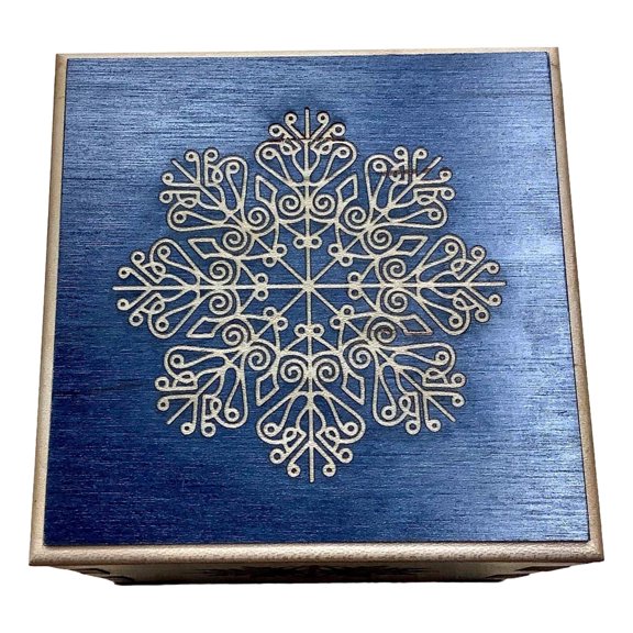 Creative Crafthouse Snowflake Puzzle Box, Spin-to-Open Wood Keepsake, USA Made
