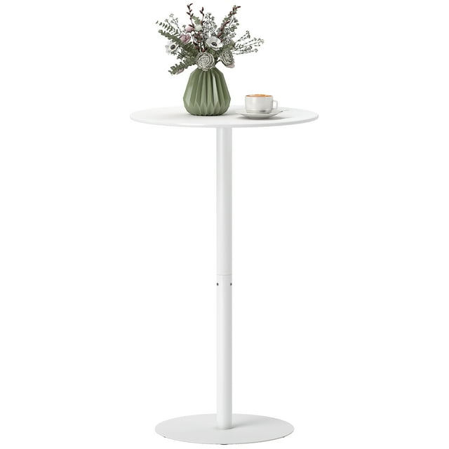 HOMCOM Round Bar Table for 2, Modern Pub Table, White