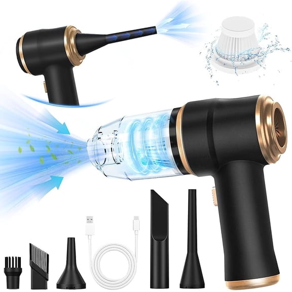 Koudindg 15kPA Mini Car Vacuum Portable Cordless Handheld Vacuum Cleaner and Air Duster 2 in 1 with Multi-Nozzles for Car, Sofa, Office, Pet, Home