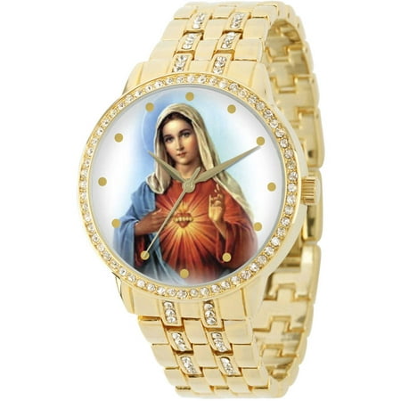 Men's Our Lady of Guadalupe Round Bracelet Watch, Gold