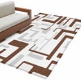 thumbnail image 2 of Brown Geometric Stripes Washable Area Rugs 2.7'x5', Modern Abstract Lines Maze Low Pile Throw Living Room Rug Non-Slip Sturdy Edge Binding Carpet for Indoor Entryway Bedside Kitchen, 2 of 9