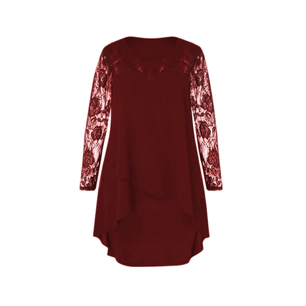 Vestido de encaje de manga larga Color sólido Transpirable Suelto Casual Ropa de mujer Vacaciones Trabajo Banquetes Verano Aniversario Presenta L Inevent AP009588-03