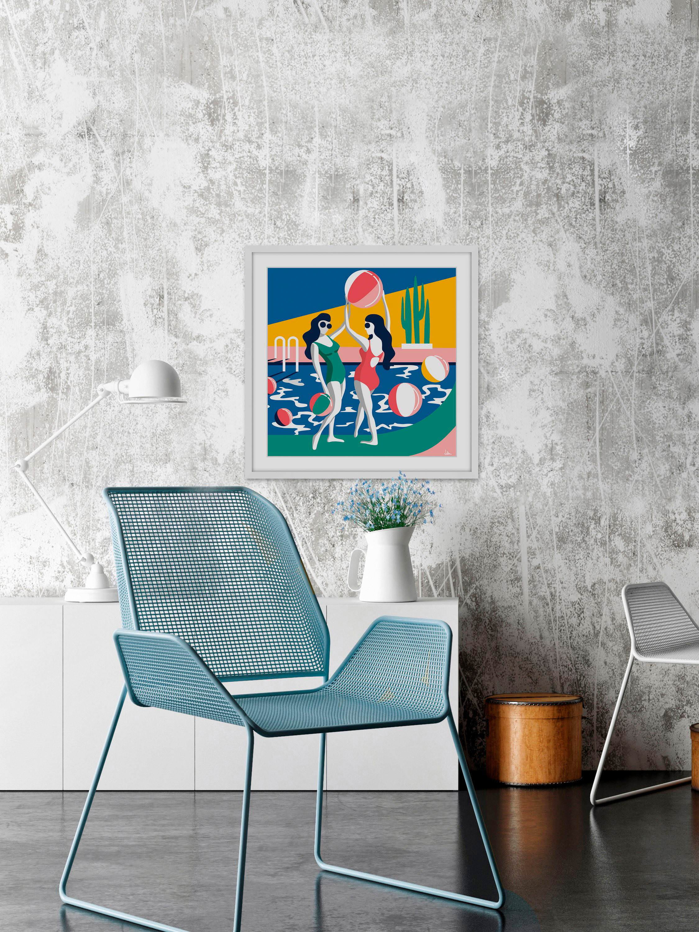 Pool Side Attraction Framed Painting Print