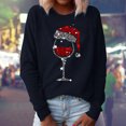 thumbnail image 2 of Gibobby Sudaderas Navideñas para Mujeres Mujer Navidad Casual Impresión Cuello Redondo Sudadera Manga Larga Sudadera Blusa Temperamento Top(Marina,CH), 2 of 4