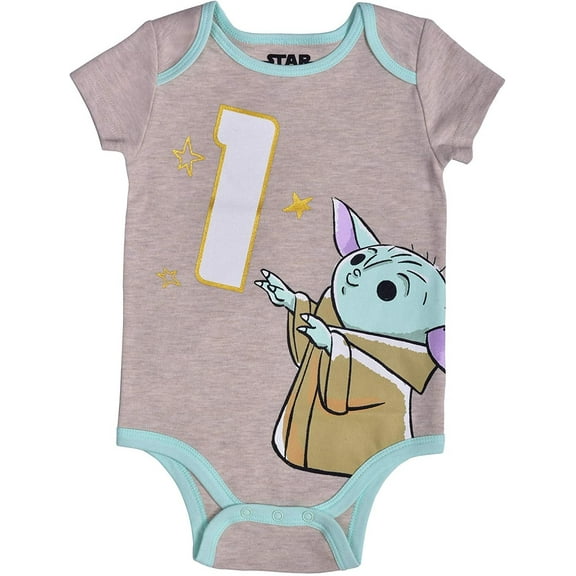 STAR WARS Lucasfilm Girl's Baby Yoda Short Sleeve 1st Birthday Bodysuit Onesie