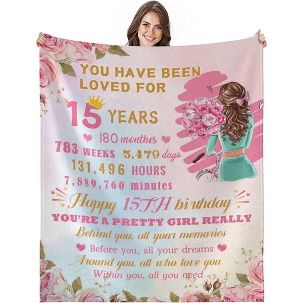 LHSHID 15th Birthday Gifts for Girls Blanket Flannel Soft and Comfortable Anti static Bed Sofa Blanket 50x60in