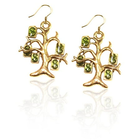 Whimsical Gifts 1849G-ER Money Tree Charm Earrings in Gold