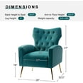thumbnail image 7 of Velvet Accent Chair Upholstered Sofa Armchair with Button Tufted Back for Home Living Room, BLUE, 7 of 7