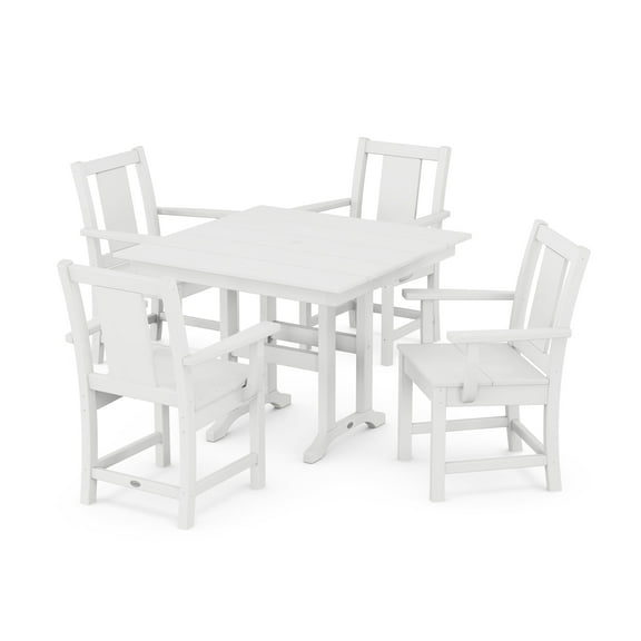 POLYWOOD® Prairie 5-Piece Farmhouse Dining Set in White