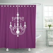 CYNLON Girly White Chandelier Silhouette Glamour Glamorous Abstract Choose Bathroom Decor Bath Shower Curtain 66x72 inch