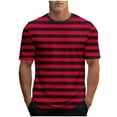 thumbnail image 3 of UVEASISHA Striped Tee Shirts for Men Short Sleeve Crewneck Graphic Tees Regular Fit Casual Cotton Blend T-Shirt 2025 Summer Fashion Streetwear Red M, 3 of 6