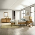 thumbnail image 2 of Roundhill Furniture Vichy 5-Piece Rubberwood Bedroom Set with Textured Polyester Upholstered King Bed, Dresser, Mirror, and 2 Nightstands, 2 of 12