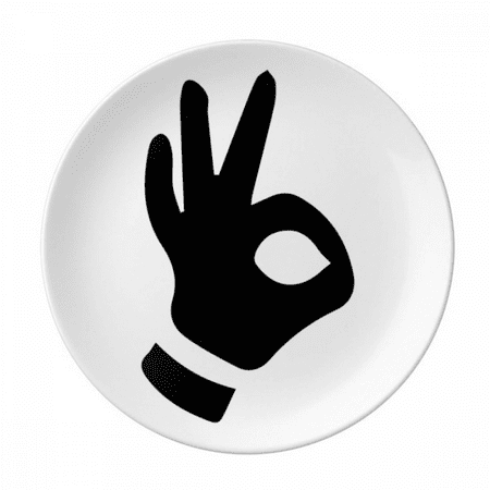 

OK Gesture Outline Pattern Plate Decorative Porcelain Salver Tableware Dinner Dish