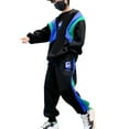 thumbnail image 1 of Qarigey Conjunto de ropa de otoño para niños, sudadera deportiva con letras bordadas para niños, pantalones de chándal de manga larga con conjuntos de ropa Negro ciento setenta, 1 of 6