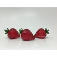 thumbnail image 3 of Set of Three Ruby Red Blown Glass Strawberries, 3 of 4