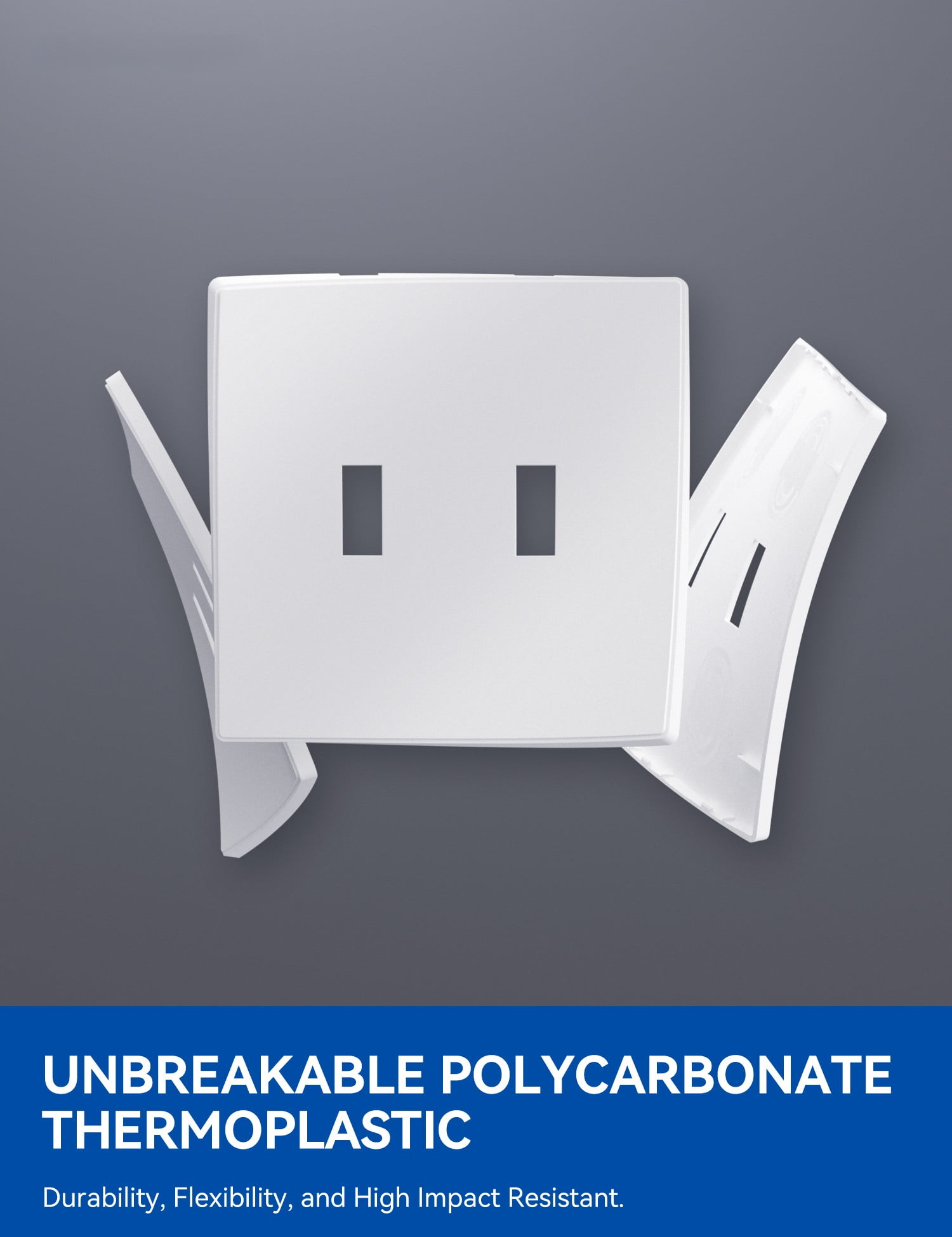 Hyper Tough Double Toggle Screwless Wallplate, Fits Two Standard Toggle Switches and Snaps Securely into Place for a Smooth Finish, White