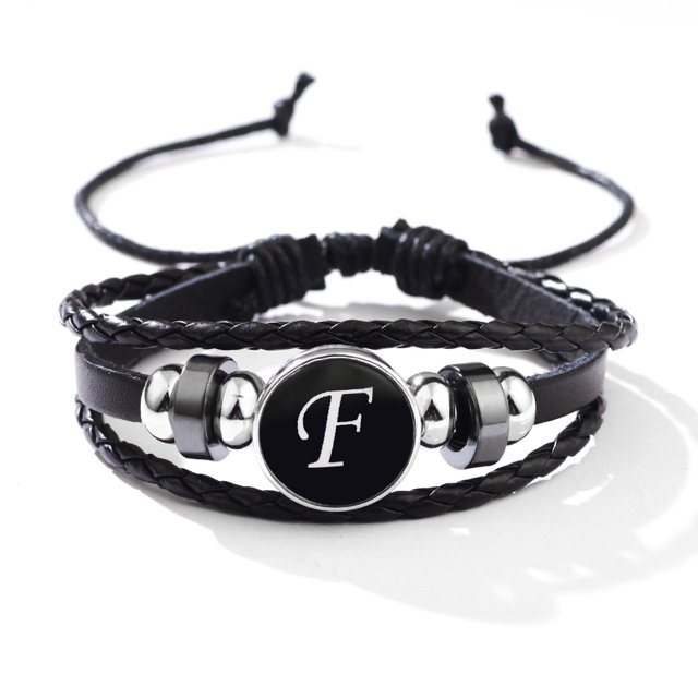 Personalized PU Leather Chain Bracelet with 26 English Letter Pattern - Perfect Birthday Gift for a Loved One