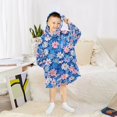 thumbnail image 6 of FORMRS Wearable Blanket Hoodie with Sleeves for Kids Cozy Flannel Sweatshirt, Blue Daisy, 6 of 7