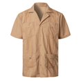 thumbnail image 2 of XDZJLR Men Shirt Spring And Summer Fashion And Leisure Dongfeng Pocket Button Lapel Short Sleeve Tops, 2 of 7