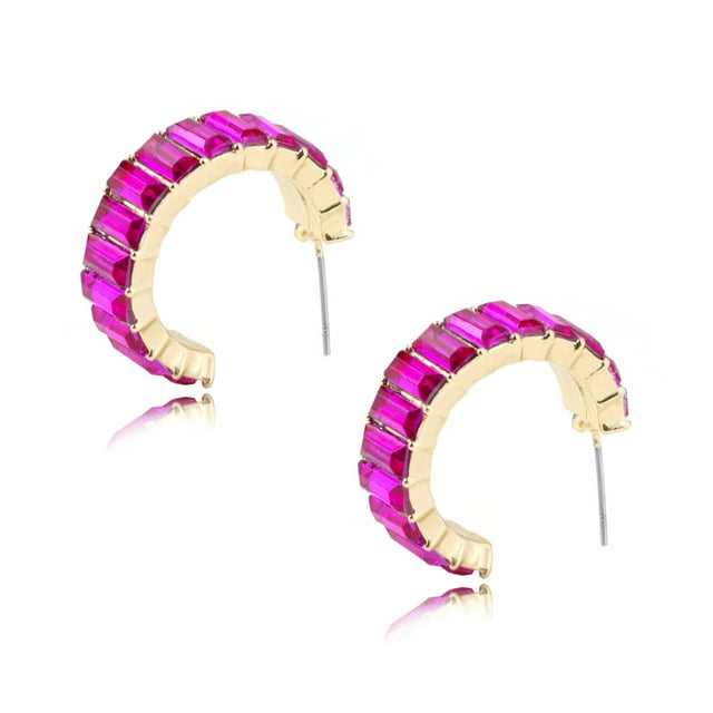 2 Pcs Bijoux Boucles d'Oreilles Clous Multicolores en Strass Boucles d'Oreilles Simples en Forme de C pour Filles