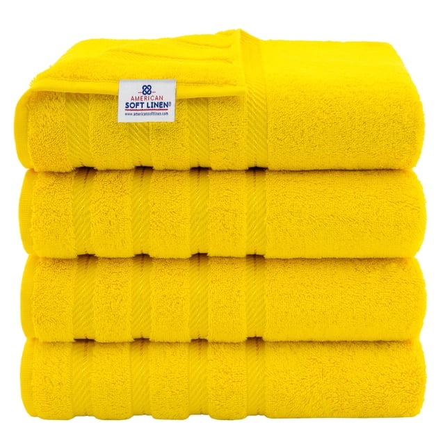 Juego de toallas de baño American Soft Linen Luxury, 4 piezas, 100% algodón