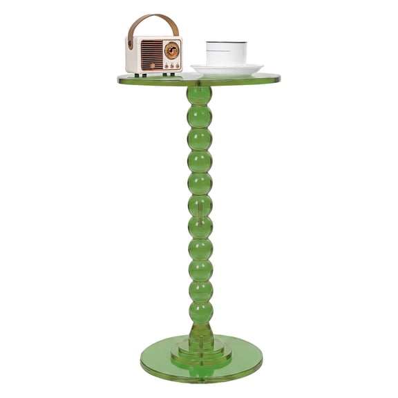 Acrylic Round Side Table with Column Base,Clear Modern End Table for Living Room,Bedroom,Balcony,Space-Saving Bedside Table for Small Spaces & Home Decor