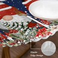 thumbnail image 3 of Navy Blue Christmas Round Tablecloth, Fitted Table Cover with Elastic for 36"-44" Round Tables, Gnomes Xmas Tree Poinsettia Eucalyptus Table Cloth Outdoor Indoor Dinning Party Waterproof Tablecloths, 3 of 7
