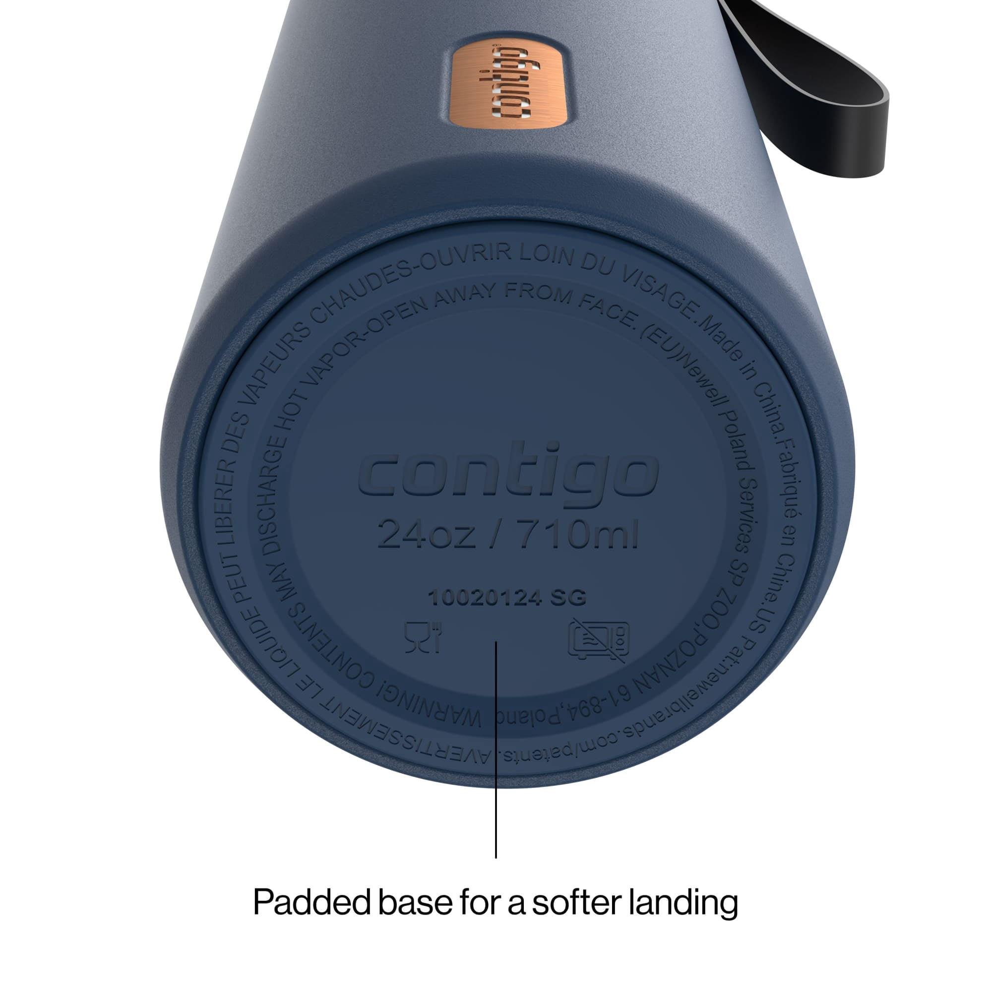 Contigo 24 oz Stainless Steel Leak-Proof Insulated Water Bottle with Carry Strap, Blue/Bronze