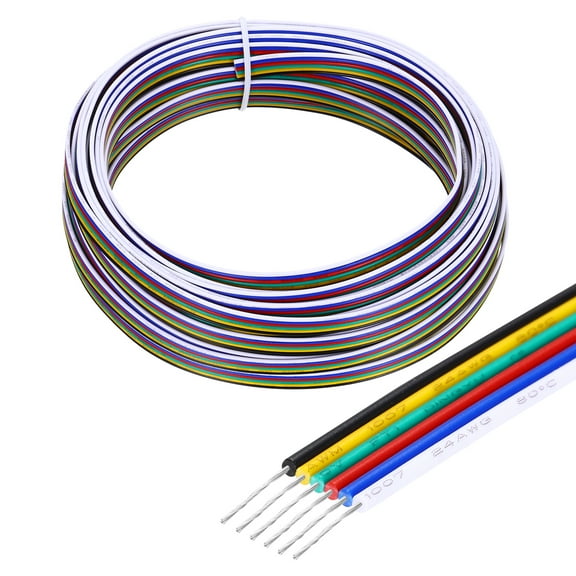 Uxcell 24 Gauge 6 Conductor Electrical Wire 39FT Flexible Stranded Hook-up Wire