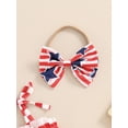 thumbnail image 5 of Bagilaanoe 4th of July Newborn Baby Girl Rompers Dress Star Print Sleeveless Bodysuit + Headband 3M 6M 12M 18M Infant Patchwork A-line Dresses for Independence Day, 5 of 7