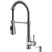 VIGO Brant Single Handle Pull-Down Sprayer Kitchen Faucet Set with Soap Dispenser in Stainless Steel