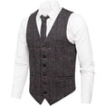 thumbnail image 1 of GFDYREE Men's Slim Fit Herringbone Tweed Suits Vest Premium Wool Blend Waistcoat, 1 of 7