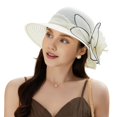 thumbnail image 2 of ZenCart Women Organza Kentucky Sun Hats Wide Brim Flower Church Bridal Hat Beach Derby Hat for Tea Party Wedding, 2 of 8